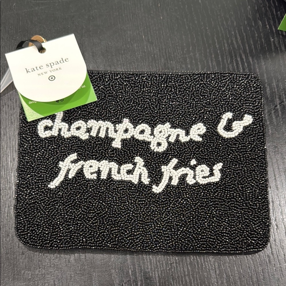 Kate Spade Target Champagne & French Fries Black Beaded Clutch